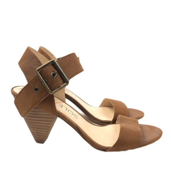 Sole Society Shoes - Sole Society Women's Brown Leather Cone Heels US 8